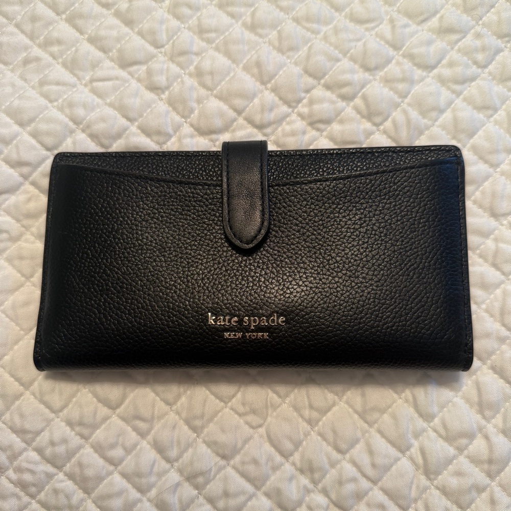 kate spade black leather continental wallet
